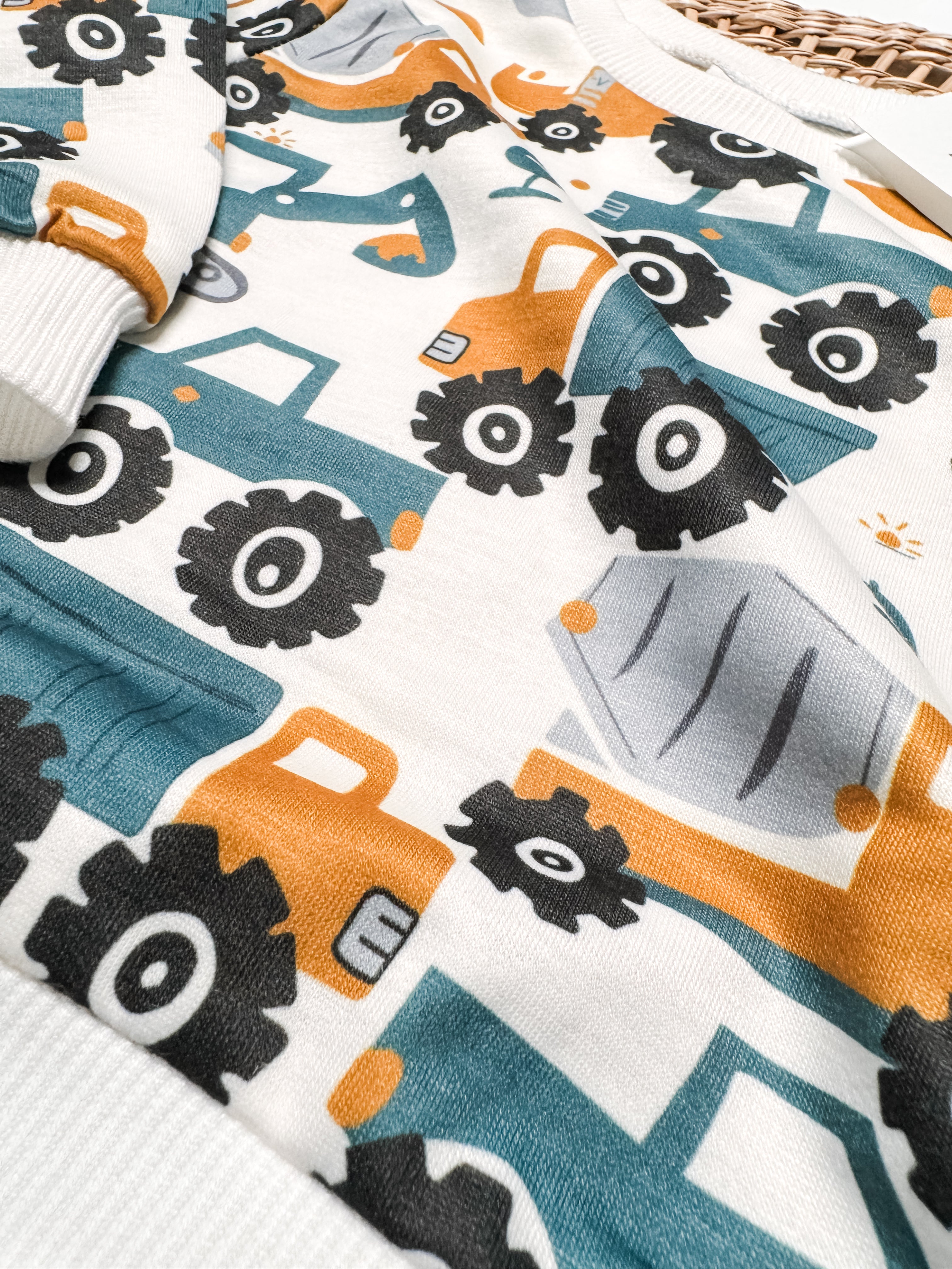 Construction Sweatshirt | Cozy Crewneck for Baby and Toddler | Christmas Gift | Light and Comfy | Tractor, Dump Truck, Excavator - EllaLaine