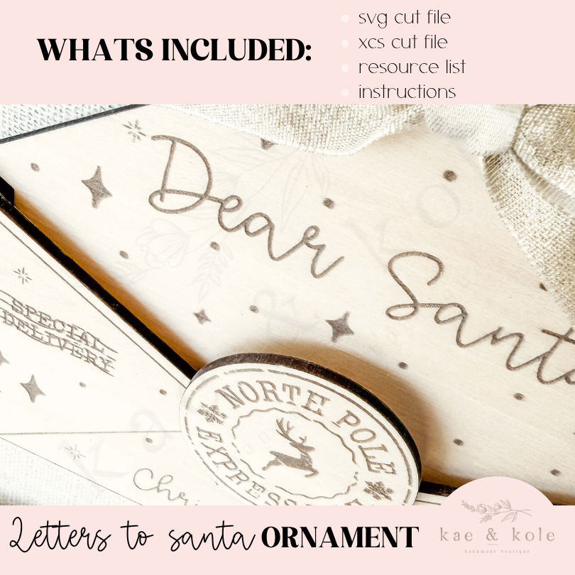 Letters To Santa Ornament SVG - Laser Cut File with Pocket for Christmas List