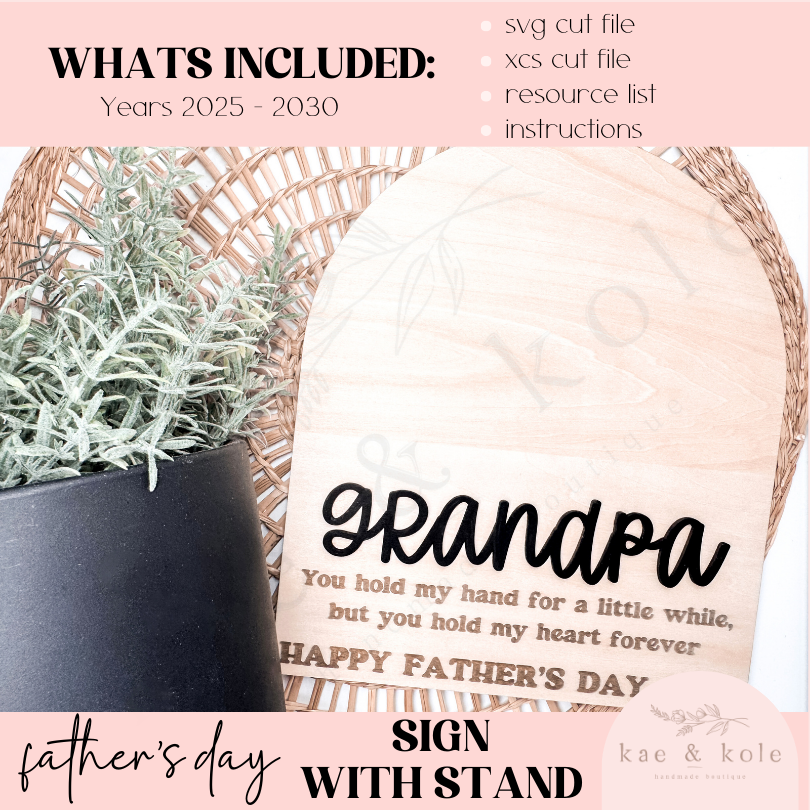 SVG Dad Sign With Stand | Laser Engraved Cut Files | Custom Wood | Fathers Day File | Handmade | Hand Print Plaque | Gifts for Him | Grandpa (Copy)