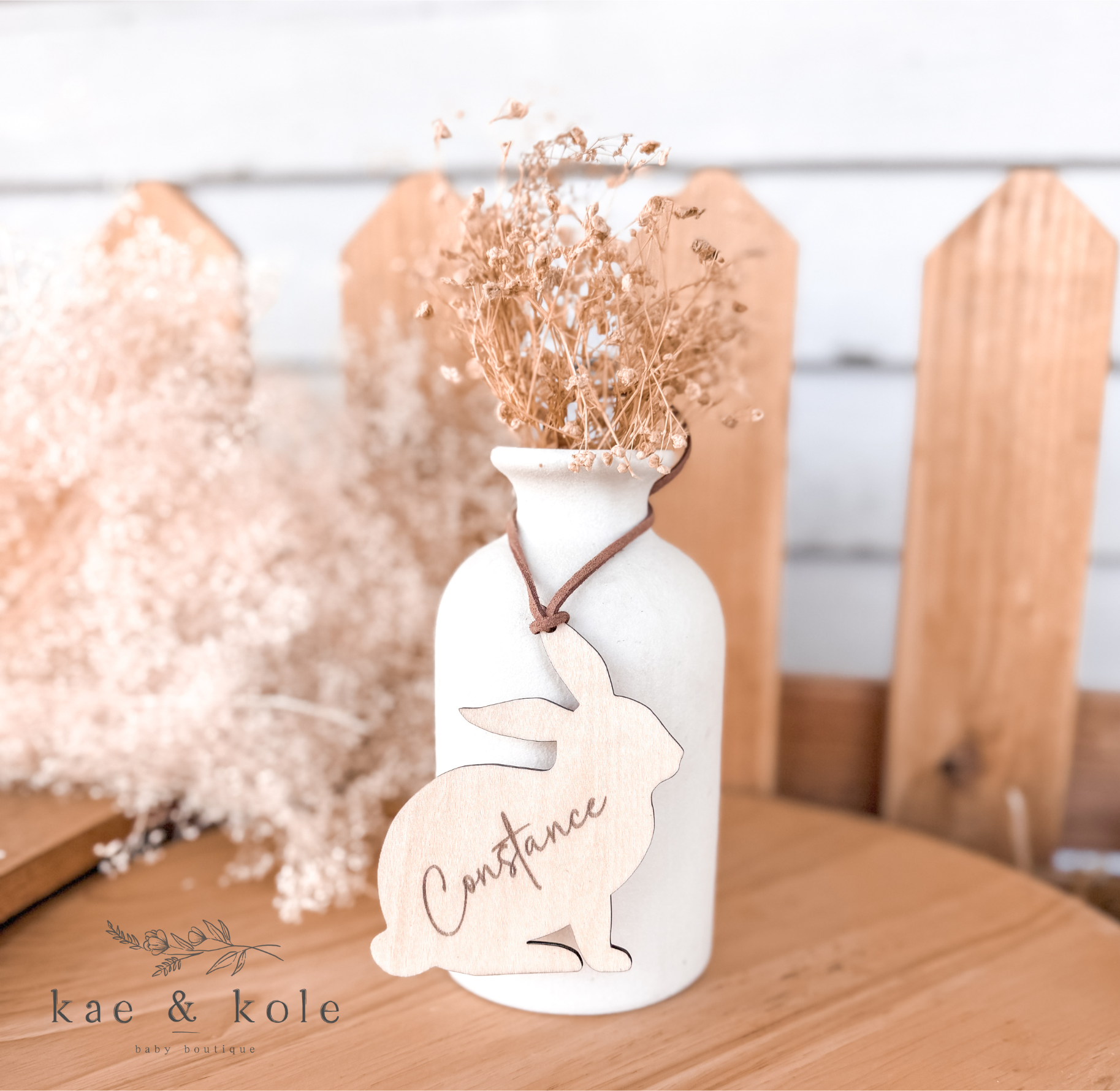 Custom Wooden Easter Tags | Basket Decor | Rattan Design Bunny Egg | Handmade Gifts | Name Tags - EllaLaine