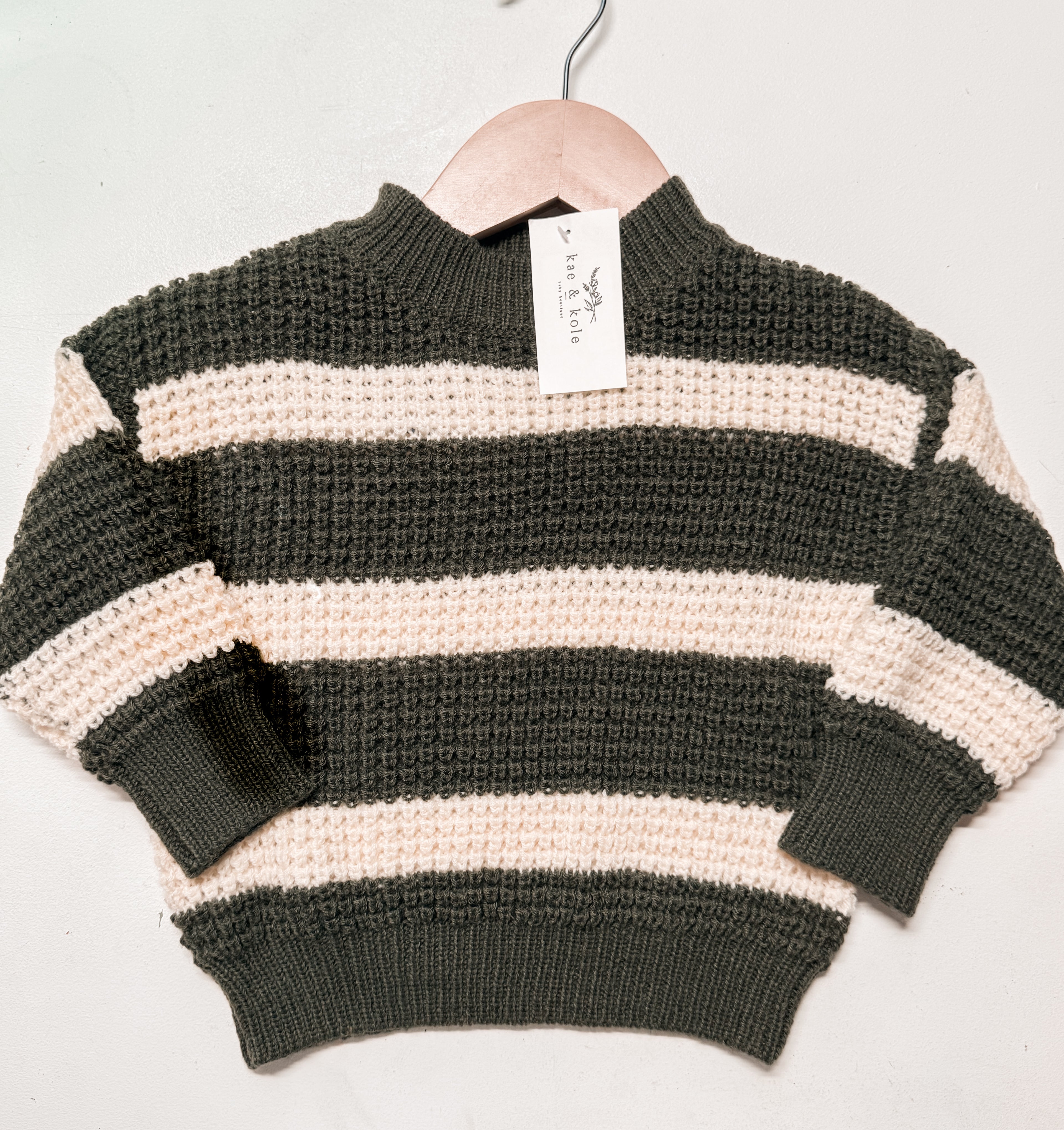 Green Knit Striped Sweater | Cozy Knit Sweater for Baby and Toddler | Christmas Gift | Warm and Stretchy - EllaLaine