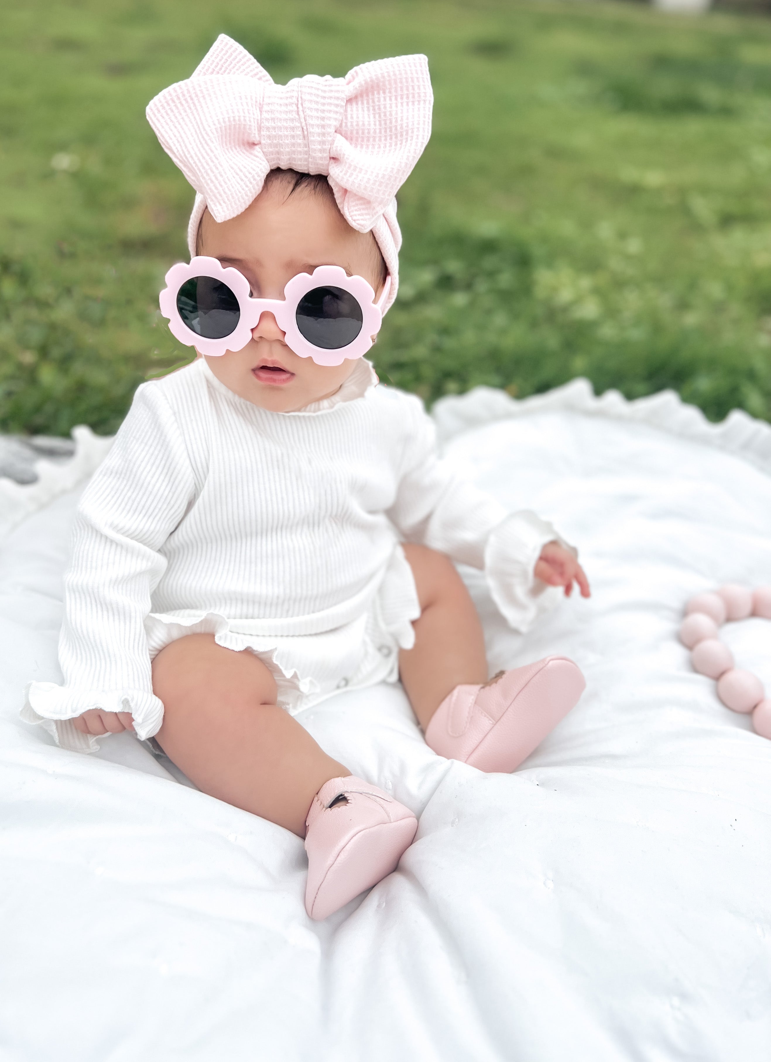 Waffle Knit Baby Bow Headbands | Oversized Head Wrap - EllaLaine