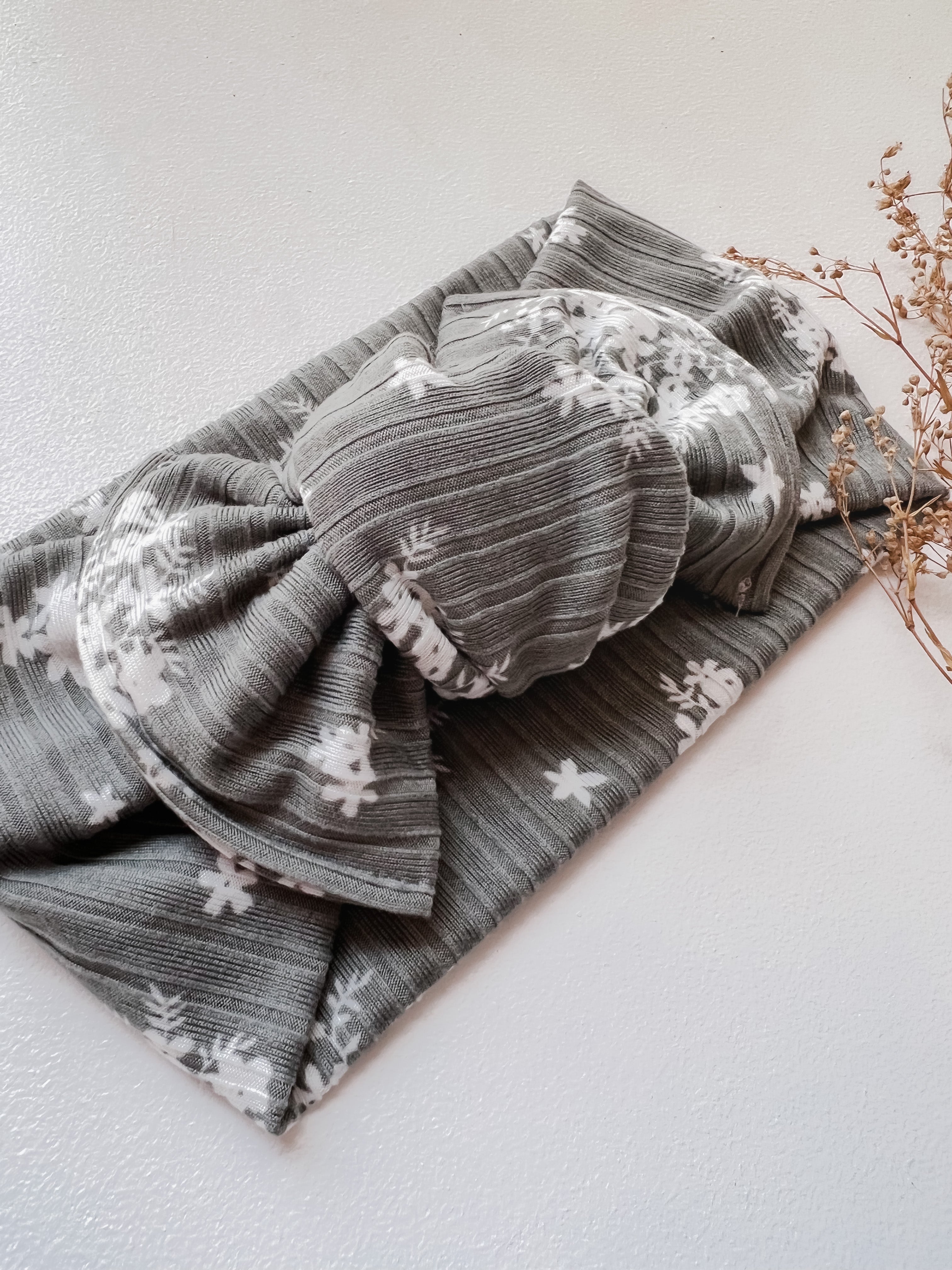Forest Florals Baby Head Wrap | Ribbed Knot Bow - EllaLaine