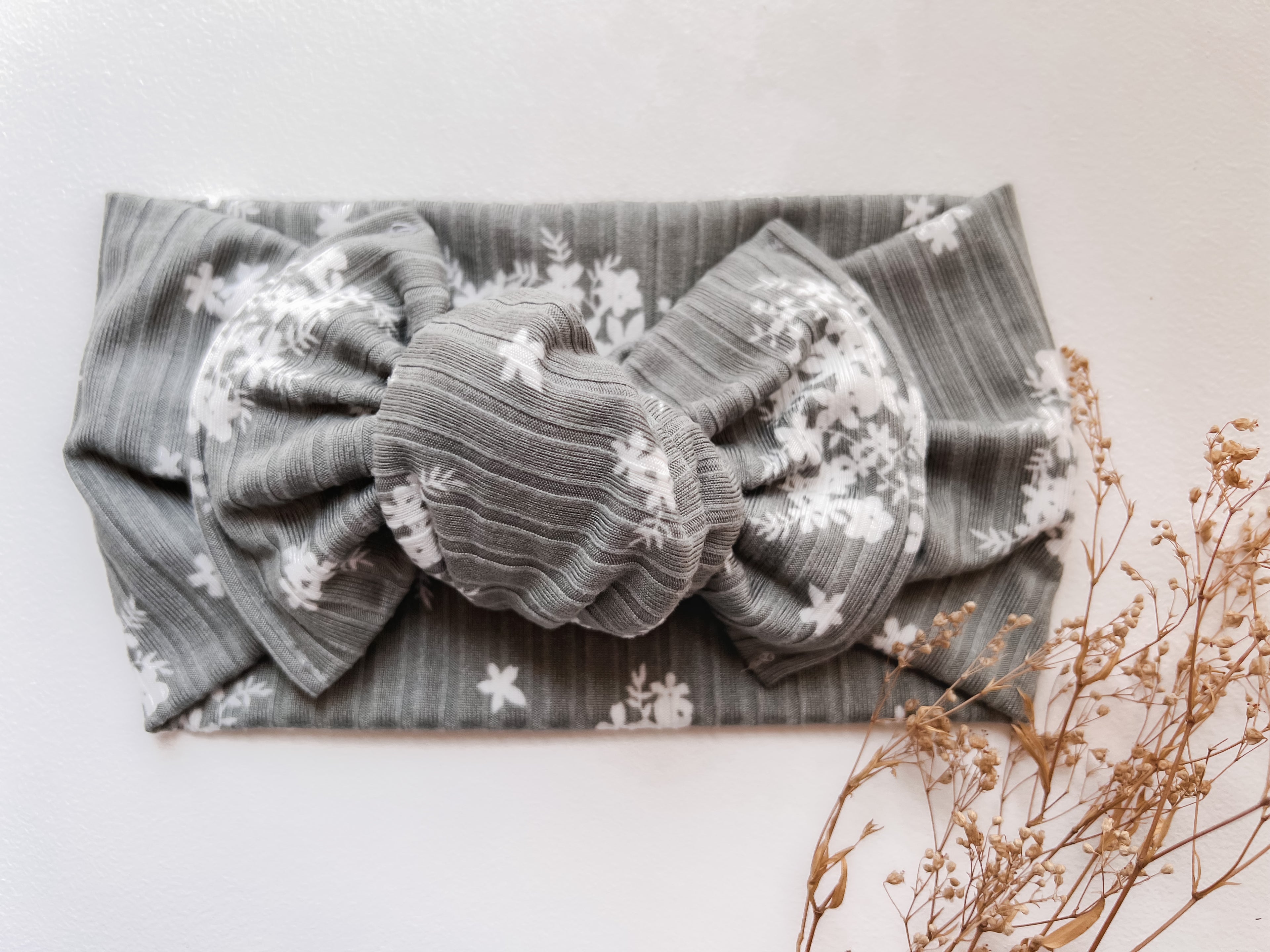Forest Florals Baby Head Wrap | Ribbed Knot Bow - EllaLaine