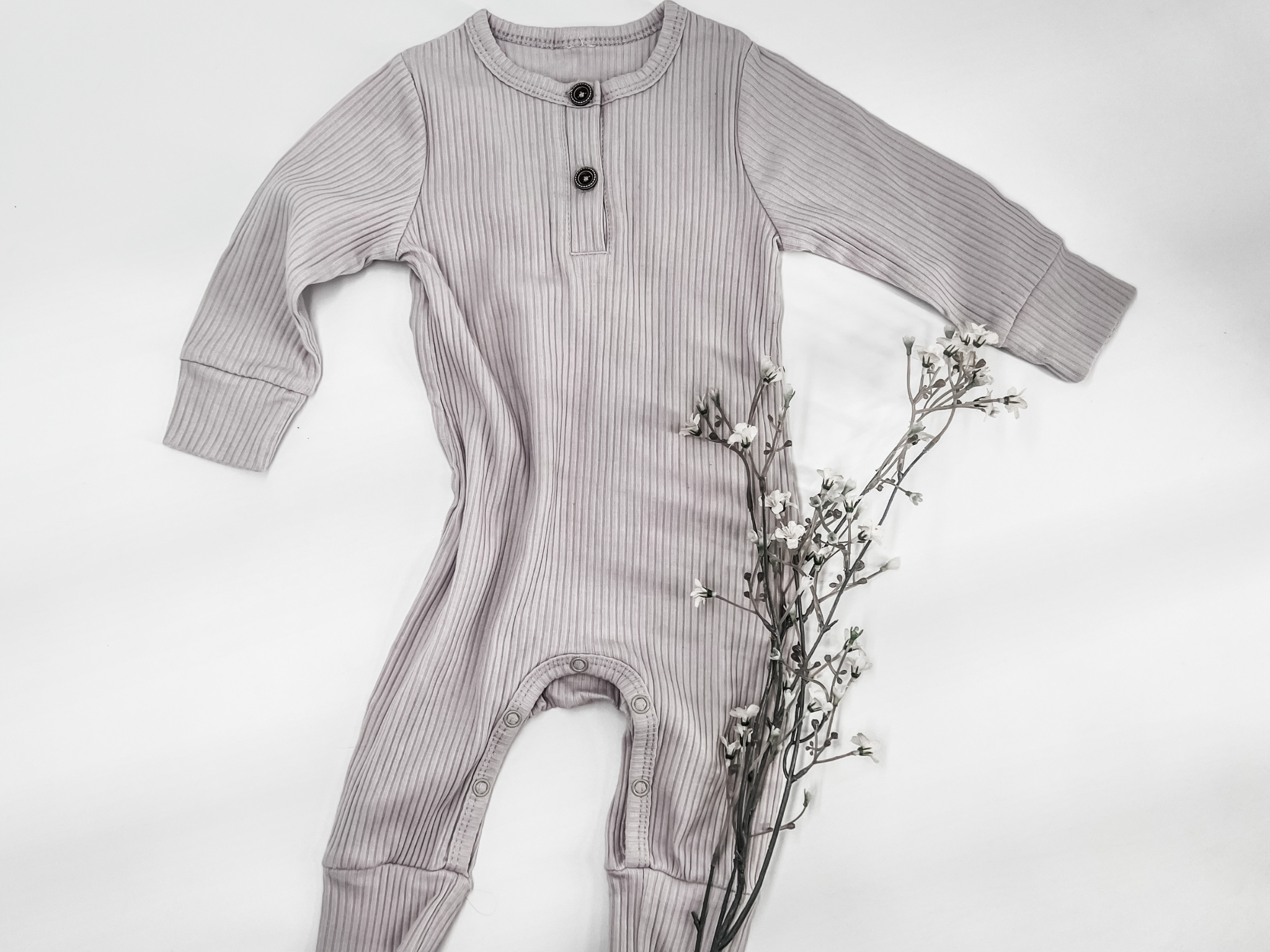 Henley Grey Unisex Ribbed Baby Jumpsuit - EllaLaine