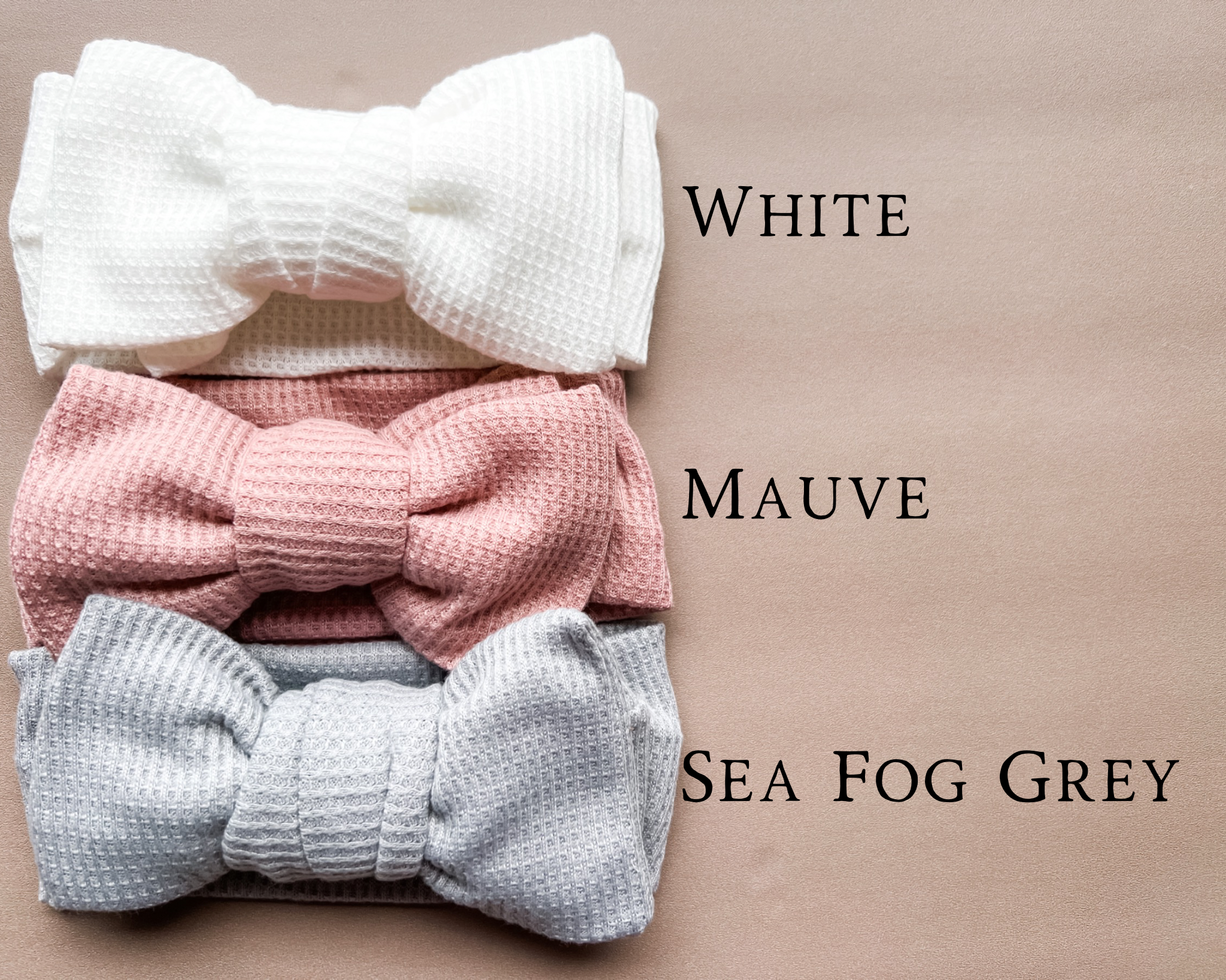 Waffle Knit Baby Bow Headbands | Oversized Bow - EllaLaine