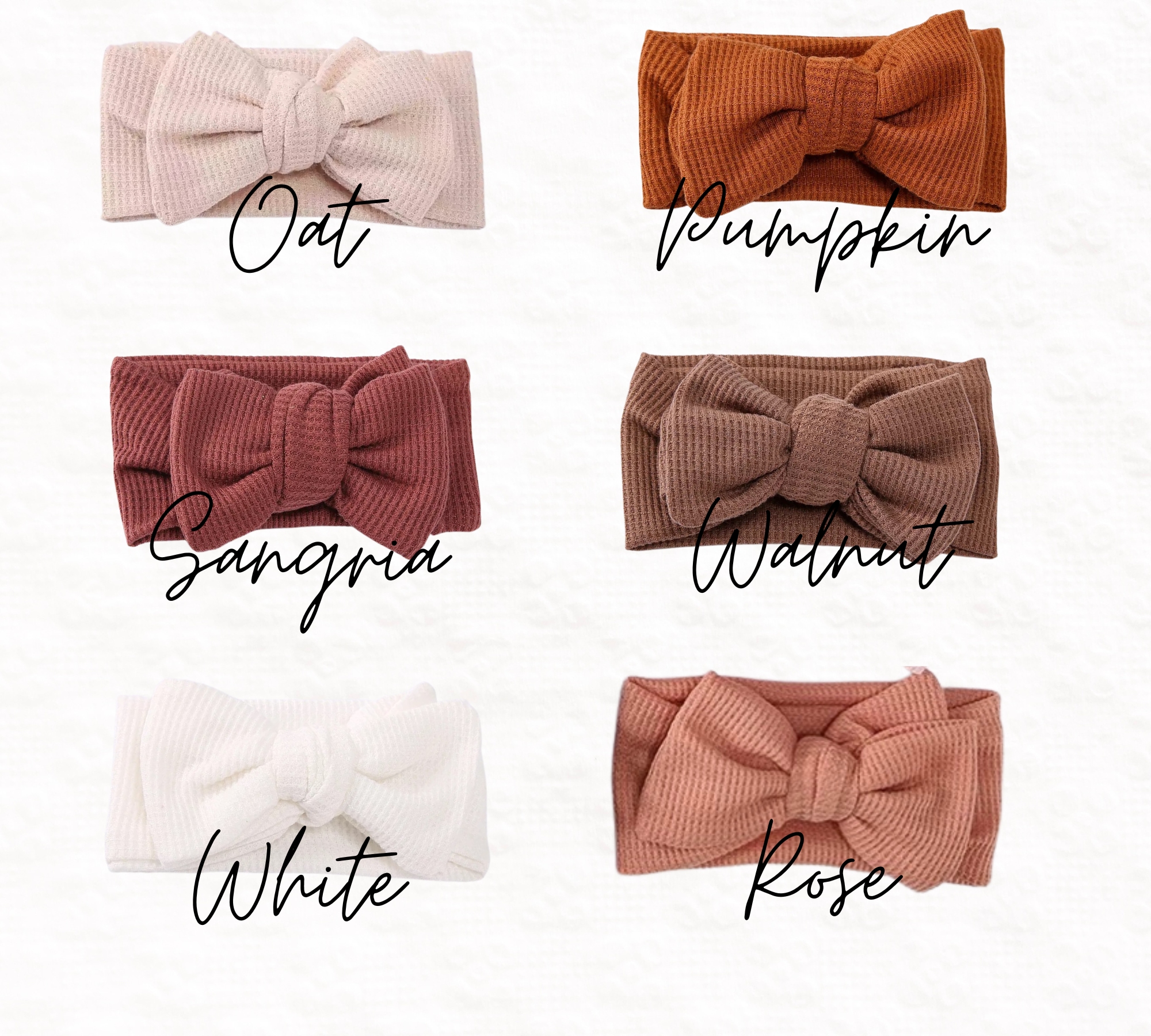 Waffle Knit Baby Bow Headbands | Oversized Bow - EllaLaine