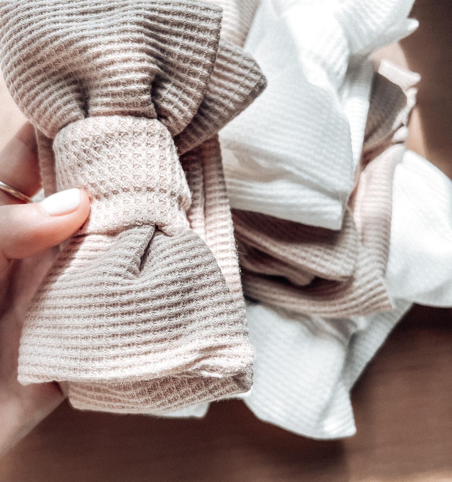 Waffle Knit Baby Bow Headbands | Oversized Bow - EllaLaine