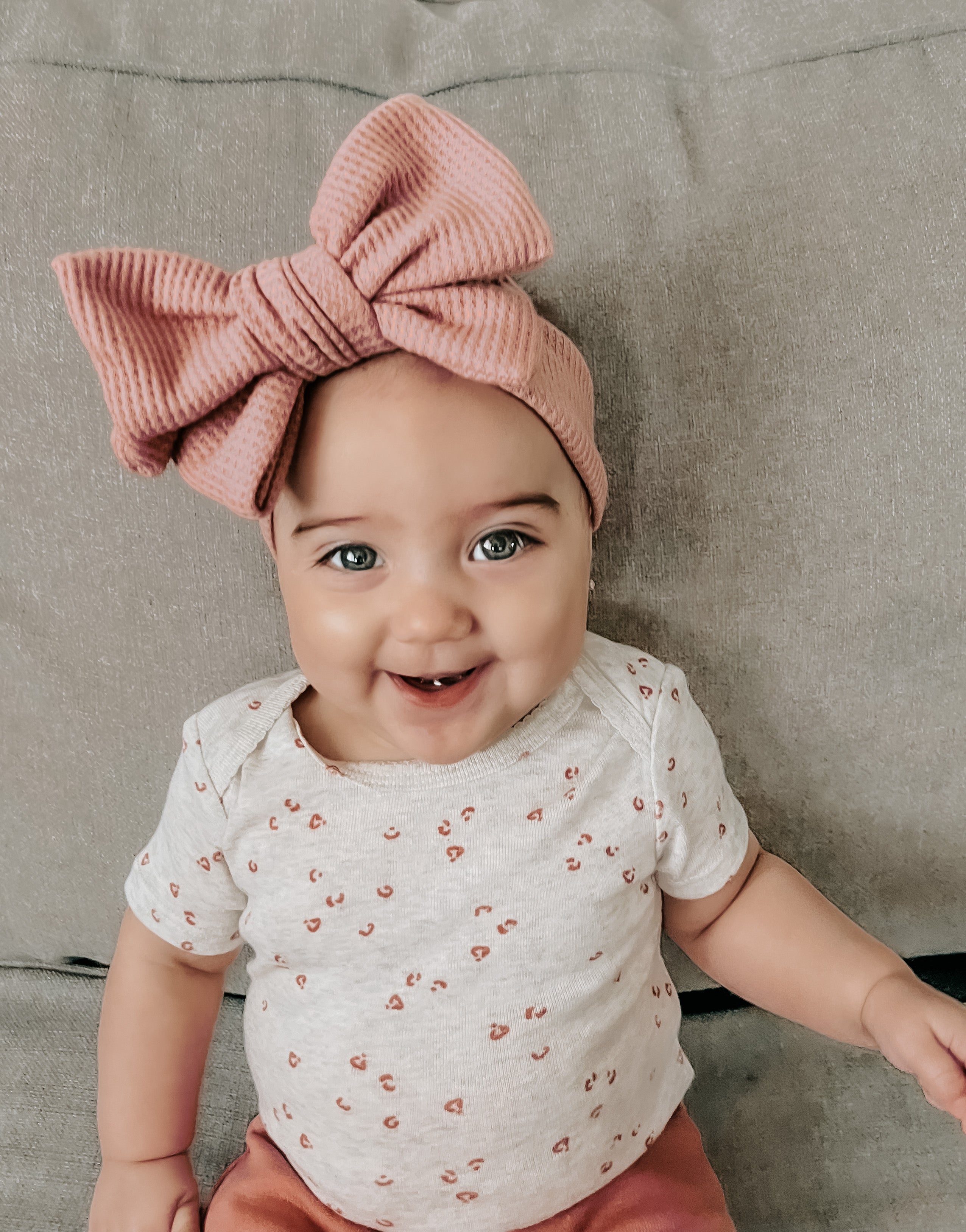 Waffle Knit Baby Bow Headbands | Oversized Bow - EllaLaine