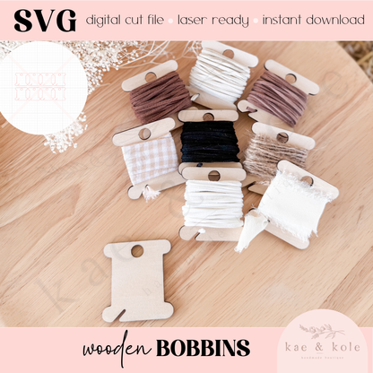 SVG Wooden Bobbin File | Laser Cut File | Custom Wood | Embroidery and Sewing Tools Xtool File | Handmade | Thread Spool | Ribbon Organizer