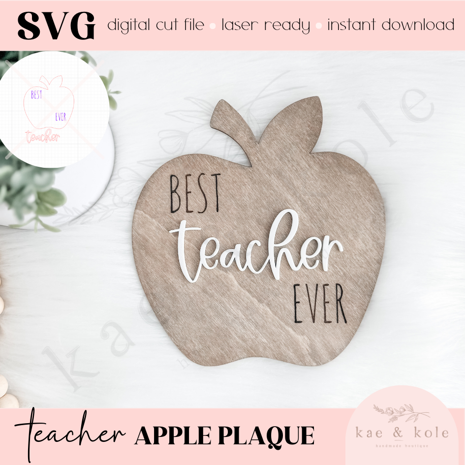 SVG Wooden Teacher Gift Sign | Laser Cut File | Classroom Decor | Teacher Appreciation | Handmade Gifts | Engraved Plaque | Keepsake
