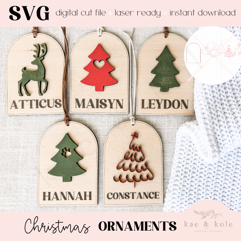 Arch Christmas Ornament SVG - Laser Cut File with 5 Designs
