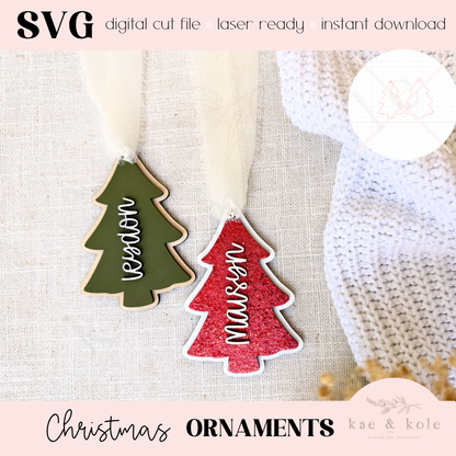Christmas Tree Ornament SVG - Laser Cut File with Layered Design