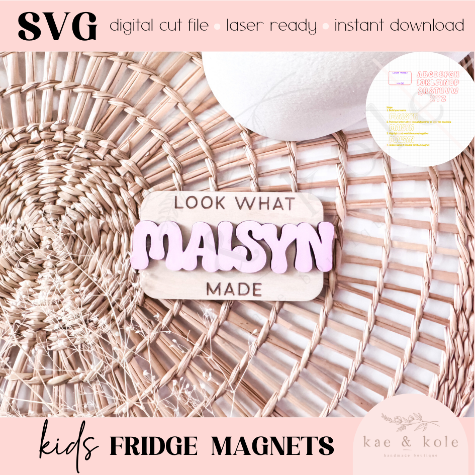 SVG Kids Magnet | School Project | Kids Painting | Fridge Magnets | Look What I Made | Laser Cut | Custom Wooden Decor | Refrigerator
