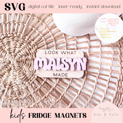 SVG Kids Magnet | School Project | Kids Painting | Fridge Magnets | Look What I Made | Laser Cut | Custom Wooden Decor | Refrigerator
