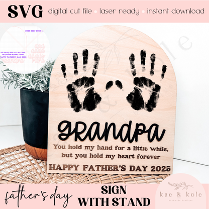 SVG Dad Sign With Stand | Laser Engraved Cut Files | Custom Wood | Fathers Day File | Handmade | Hand Print Plaque | Gifts for Him | Grandpa (Copy)