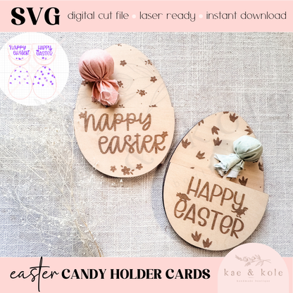 SVG Candy Cards Set | Floral Easter Egg | Dinosaur Tracks | Easter Wooden Decor | Gifts for Kids | Laser Cut | Candy Lollipop Holder | Class