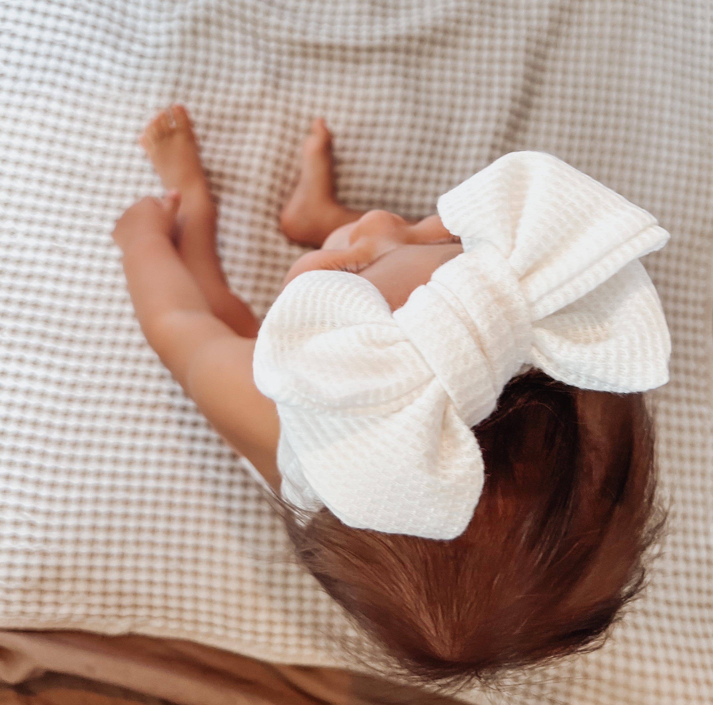 Waffle Knit Baby Bow Headbands | Oversized Head Wrap - EllaLaine