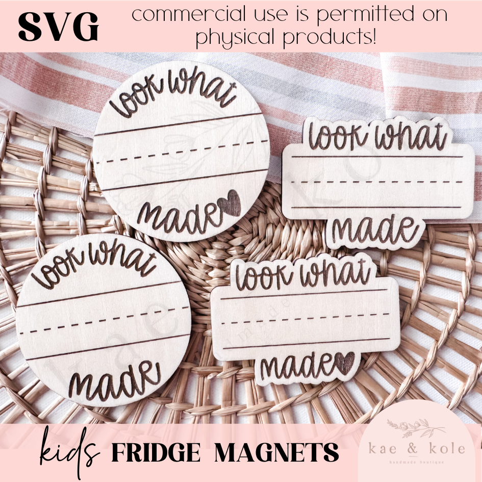 SVG Kids Magnet Set | School Project | Kids Painting | Fridge Magnets | Look What I Made | Laser Cut | Custom Wooden Decor | Refrigerator