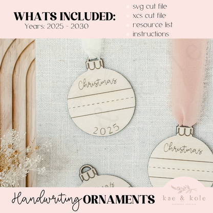 Kids Handwriting Ornament SVG - Laser Cut File with Dotted Line Detail for Childs Name - Christmas