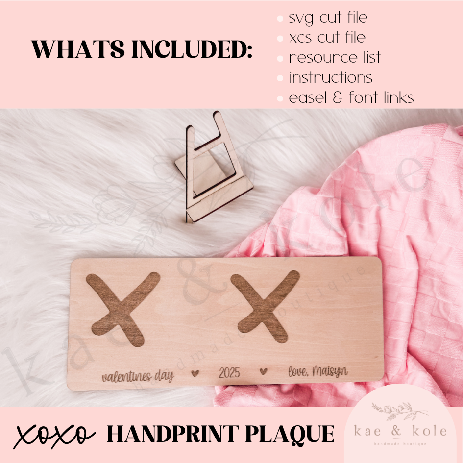 SVG Wooden VDay Gift Sign | Laser Cut File | Handprint Decor | Valentines Day for Mom | Handmade Gifts | Engraved Plaque | Keepsake