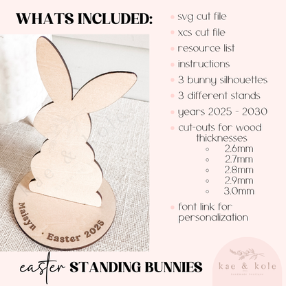 Wooden SVG Standing Bunnies Set | Easter Bunny | Kids Painting Project | Easter Bunny Decor | Easter Wooden Bunnies with Stands | Laser Cut