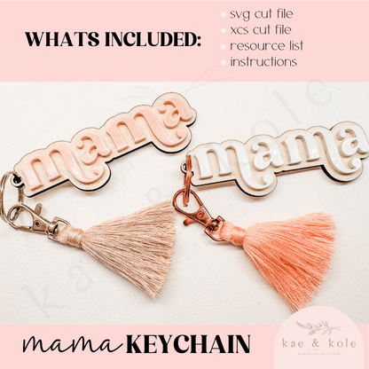 SVG Mama Keychain File | XTool Laser Cut File | Wood XCS | Acrylic Xtool File | Handmade Mothers Day Gift | Mom Keychain Digital Download