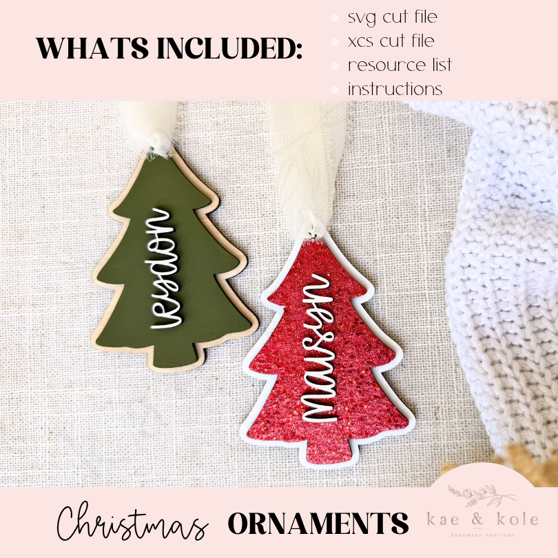 Christmas Tree Ornament SVG - Laser Cut File with Layered Design