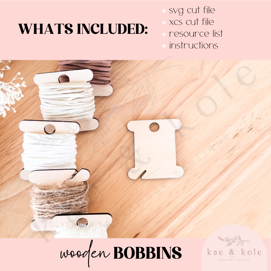 SVG Wooden Bobbin File | Laser Cut File | Custom Wood | Embroidery and Sewing Tools Xtool File | Handmade | Thread Spool | Ribbon Organizer