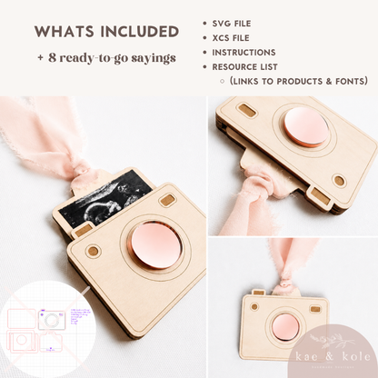 Pregnancy Announcement SVG – Laser-Cut Wood Camera for Ultrasound Picture Surprise - Kae &amp; Kole