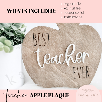SVG Wooden Teacher Gift Sign | Laser Cut File | Classroom Decor | Teacher Appreciation | Handmade Gifts | Engraved Plaque | Keepsake