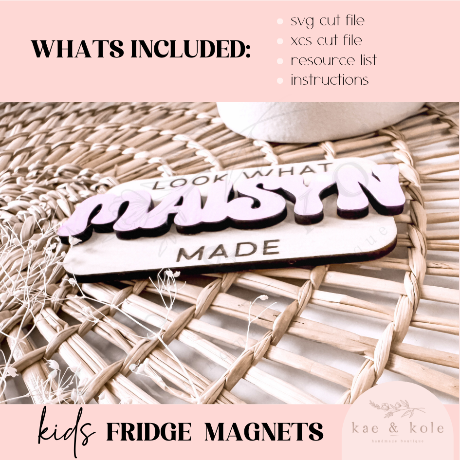 SVG Kids Magnet | School Project | Kids Painting | Fridge Magnets | Look What I Made | Laser Cut | Custom Wooden Decor | Refrigerator
