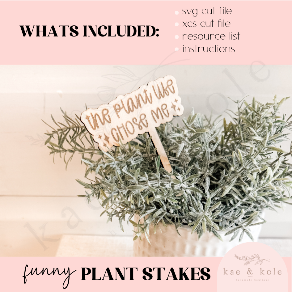 SVG Wooden Plant Stakes | 8 Designs | Laser Cut File | Plant Decor | Handmade Gifts | Laser Engraving | Funny Sayings | XCS XTool