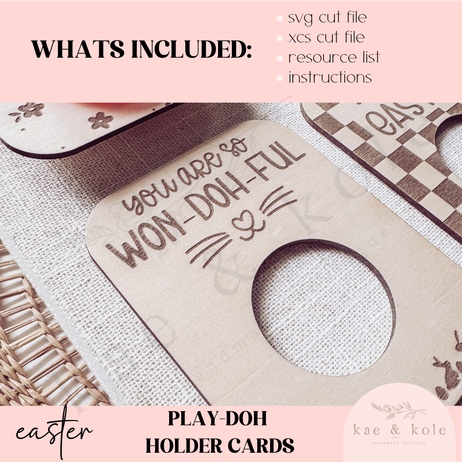 SVG Play-Doh Cards Set | Floral Easter Egg | Dinosaur  | Easter Wooden Decor | Gifts for Kids | Laser Cut | Toy Holder | Class Party Favors
