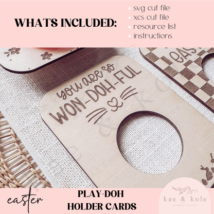 SVG Play-Doh Cards Set | Floral Easter Egg | Dinosaur  | Easter Wooden Decor | Gifts for Kids | Laser Cut | Toy Holder | Class Party Favors