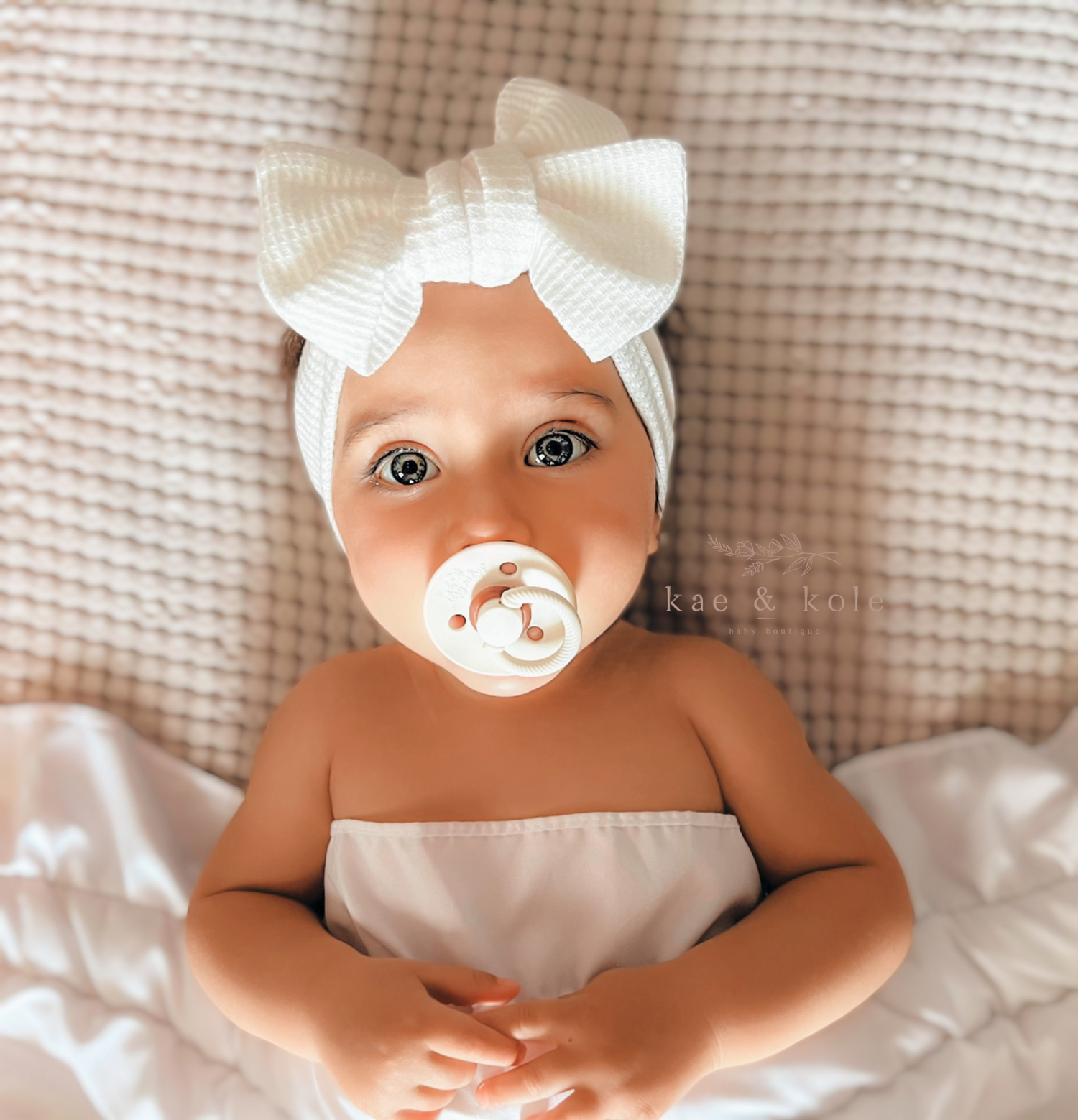 Waffle Knit Baby Bow Headbands | Oversized Head Wrap - EllaLaine