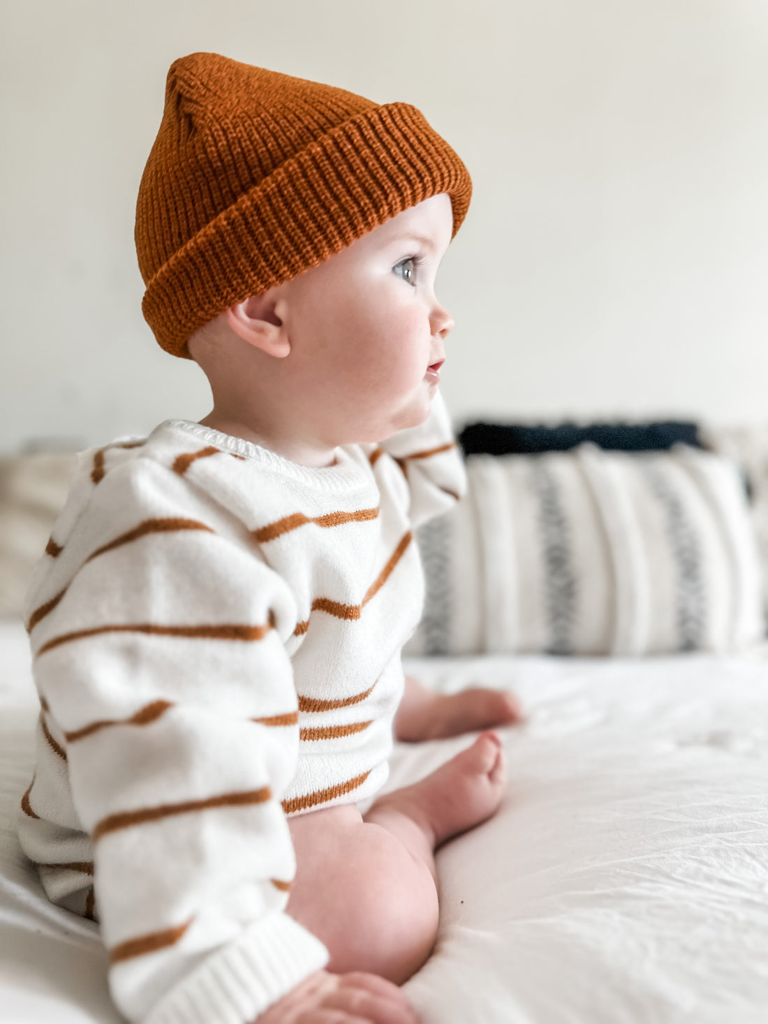 Pumpkin Stripes Baby Romper | Knit Sweater - EllaLaine
