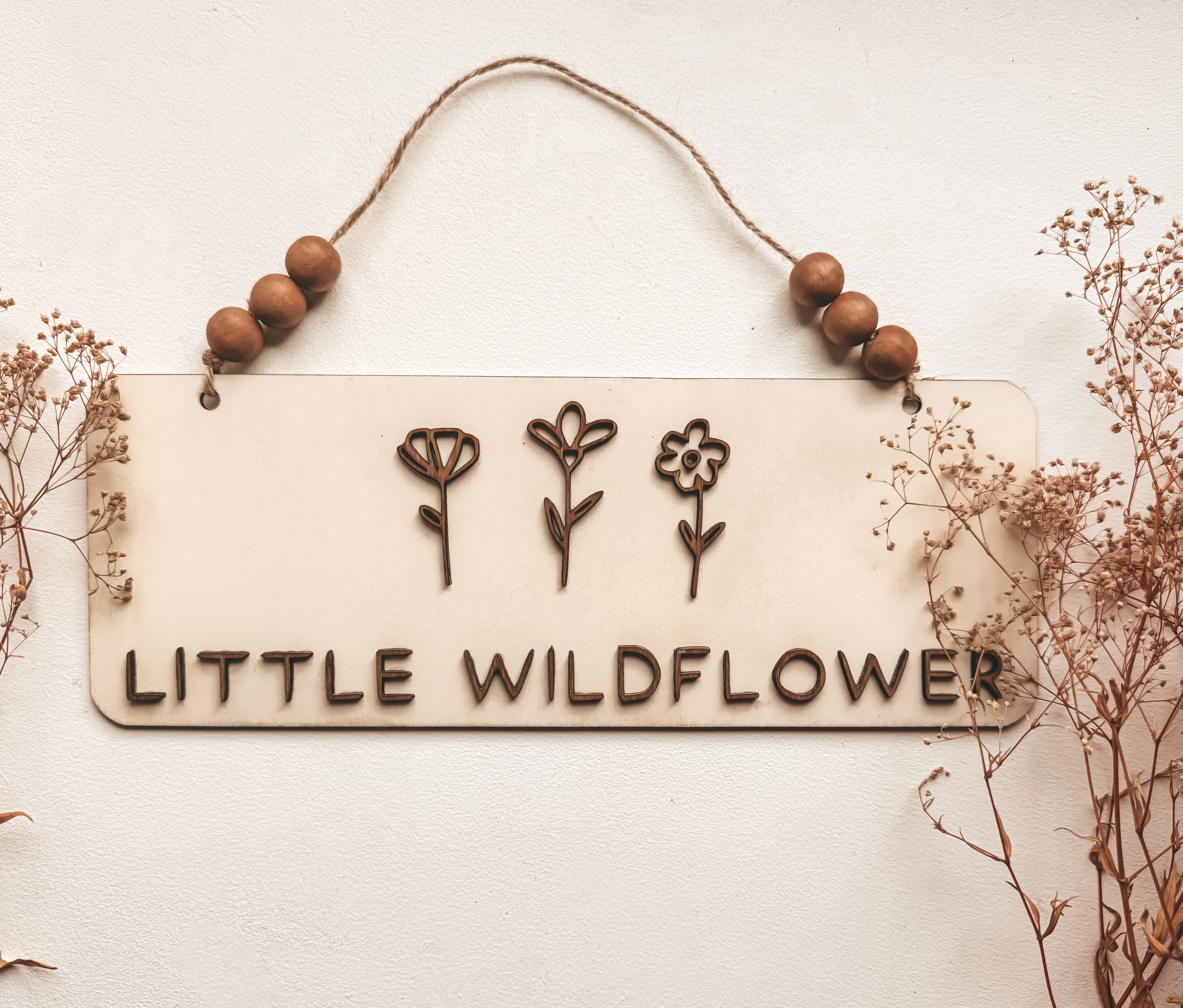 Wooden Wildflower Sign | Nursery Decor | Little Wildflower | Handmade Gifts | 3D Kids Wall Decor - EllaLaine