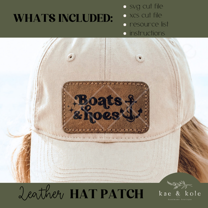 Leather Patch SVG – Laser Engrave File for Hat Patches - Boats and Hoes Design - Kae &amp; Kole