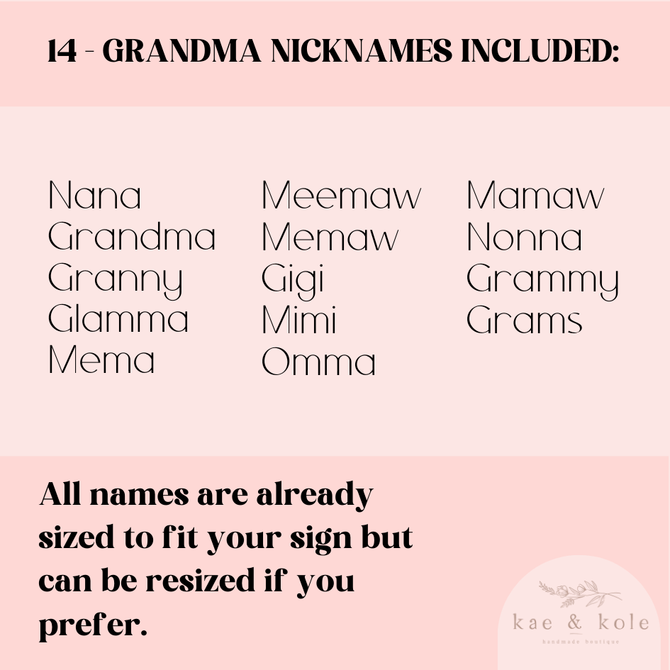 SVG Grandma Arch Sign File | Laser Engraved Cut File | Stitch Wood | Shelf Decor Xtool File | Handmade | With Stand | Mothers Day Gift