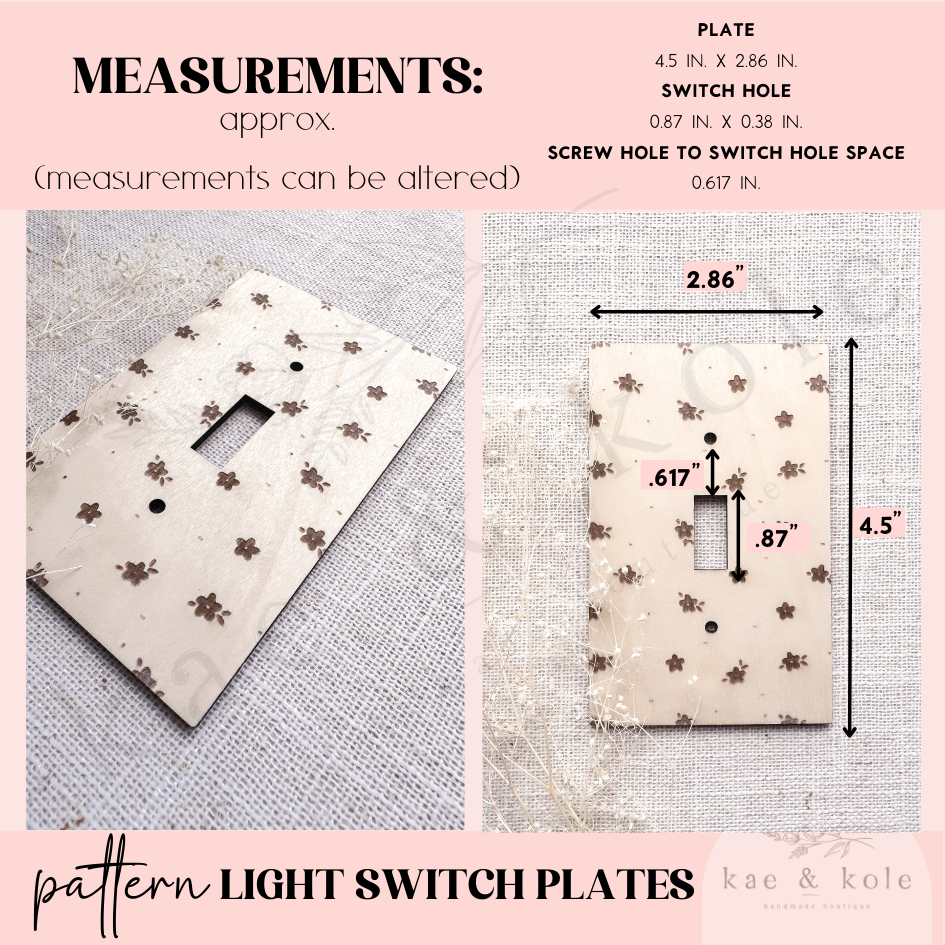 SVG Light Switch Plates File | Laser Engraved Cut File | Custom Wood | Floral Xtool File | Handmade | Room Decor | Kids Checkered | DIY