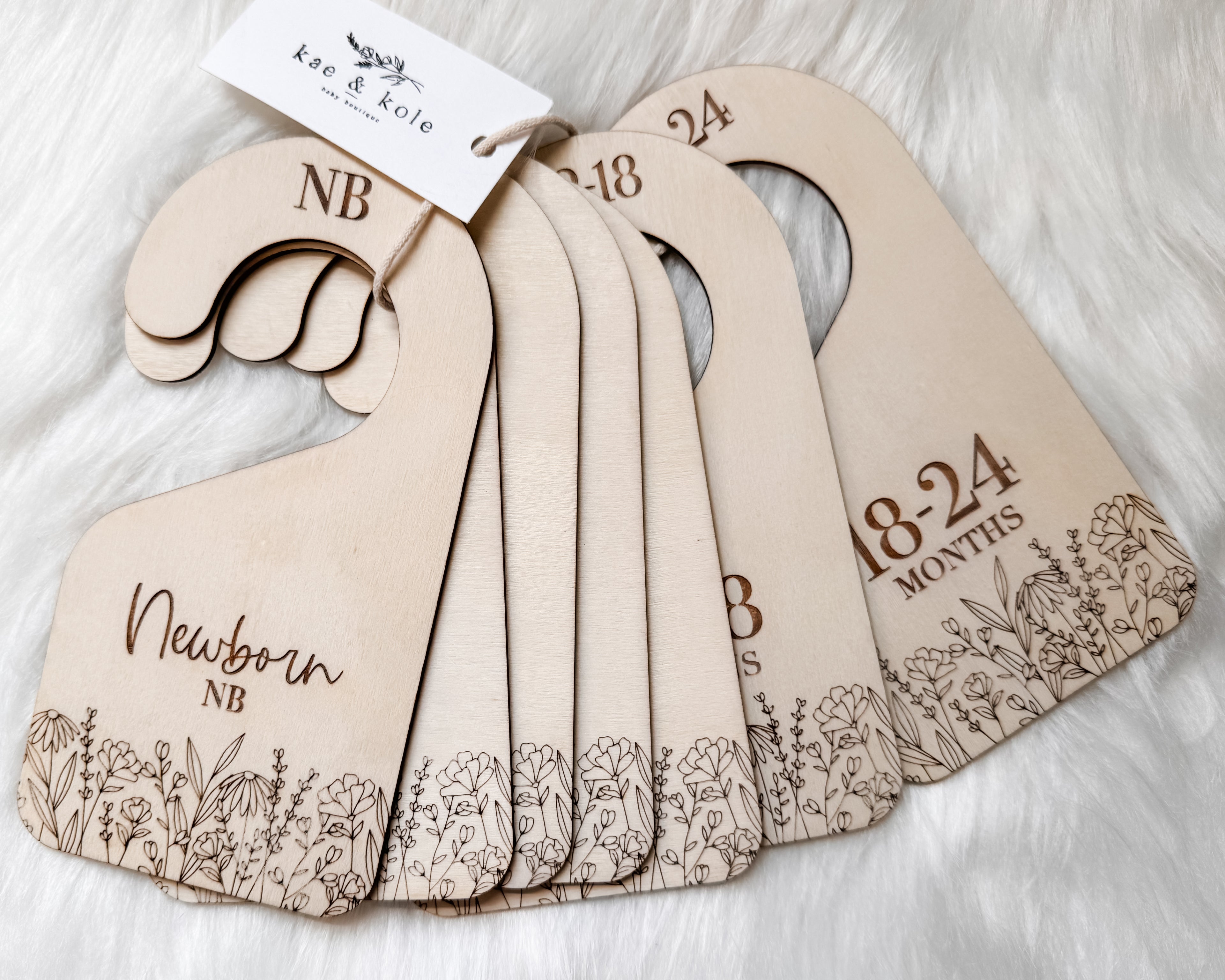 Closet Dividers | Gift For Mom | Closet Organization | Wildflowers | Boho Wooden Hangers | Nursery Decor | Baby Shower Gift Set - EllaLaine