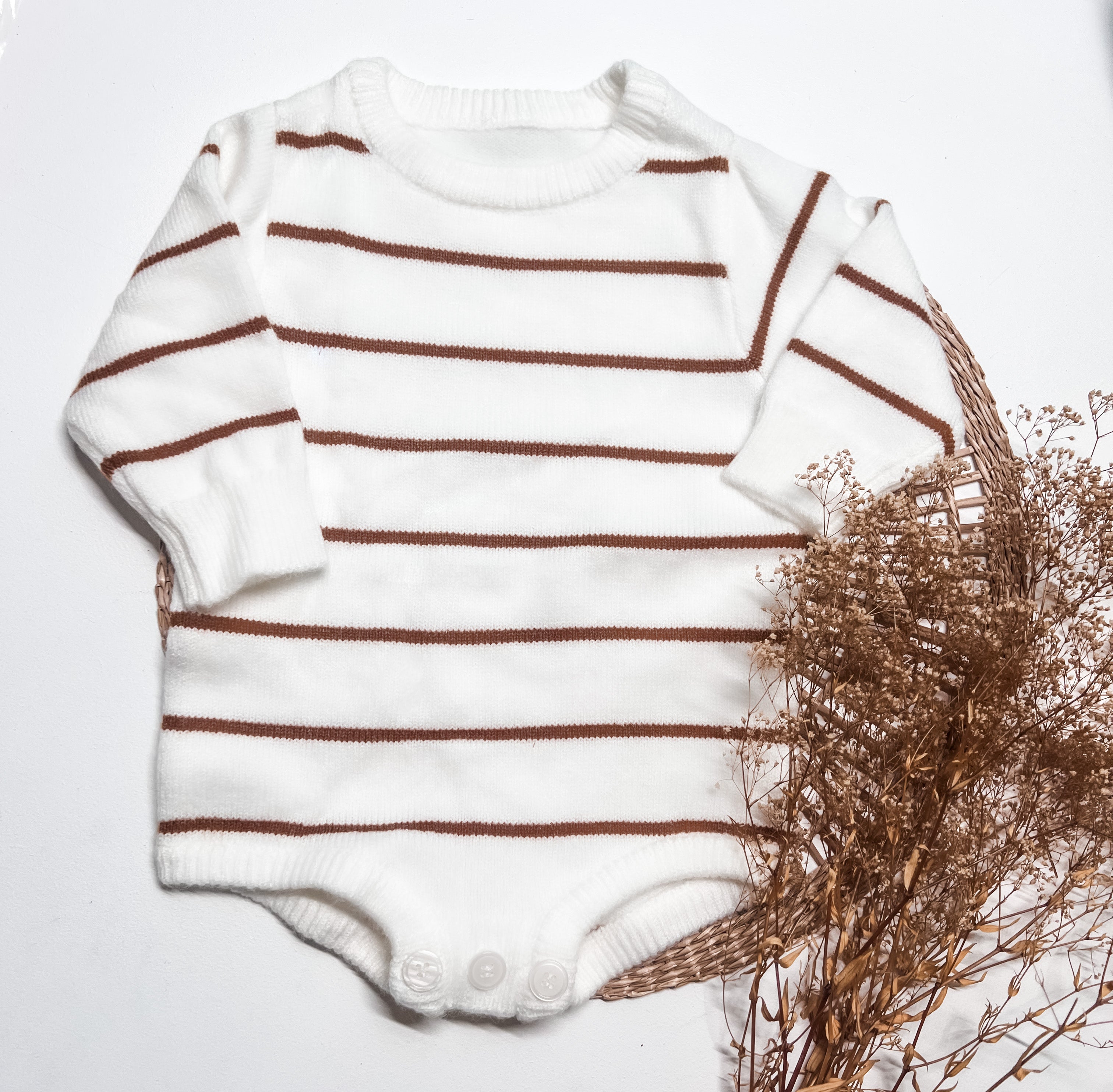 Pumpkin Stripes Baby Romper | Knit Sweater - EllaLaine