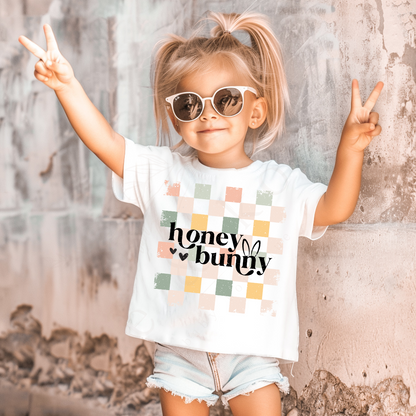 Easter Boho Checkered Toddler &amp; Baby Shirt - Honey Bunny - EllaLaine