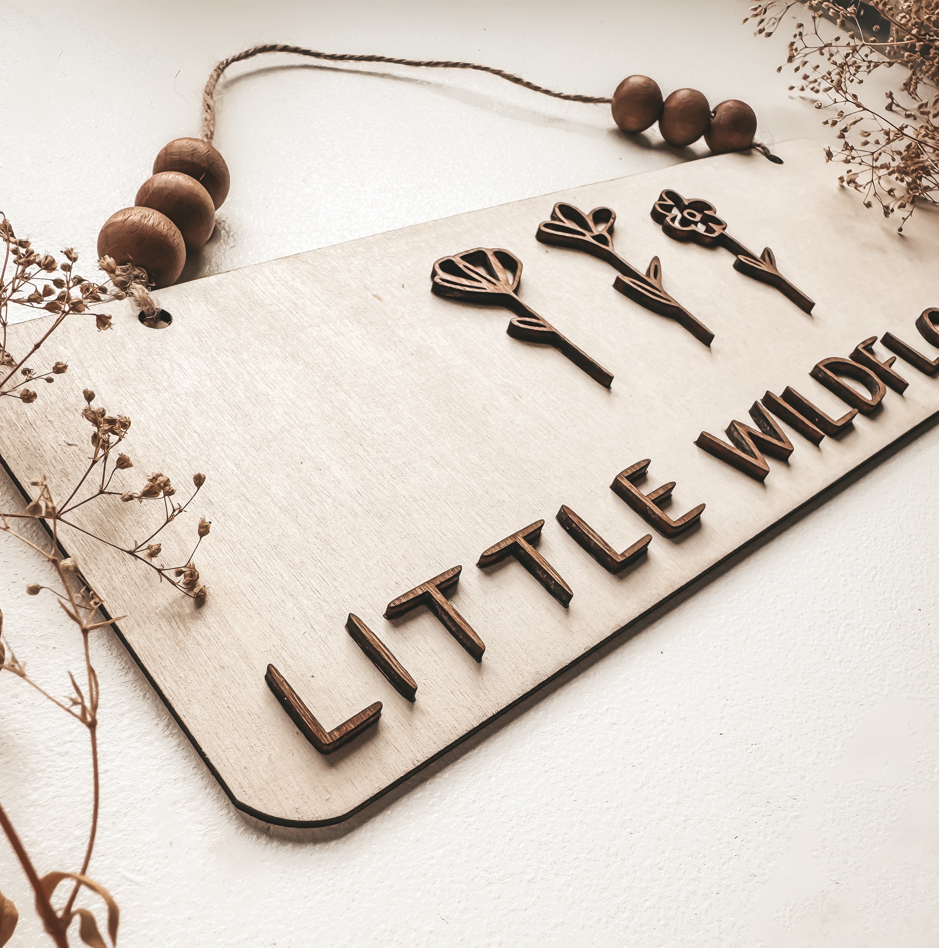 Wooden Wildflower Sign | Nursery Decor | Little Wildflower | Handmade Gifts | 3D Kids Wall Decor - EllaLaine