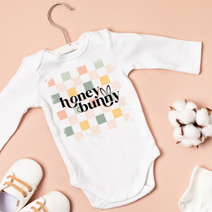 Easter Boho Checkered Toddler &amp; Baby Shirt - Honey Bunny - EllaLaine