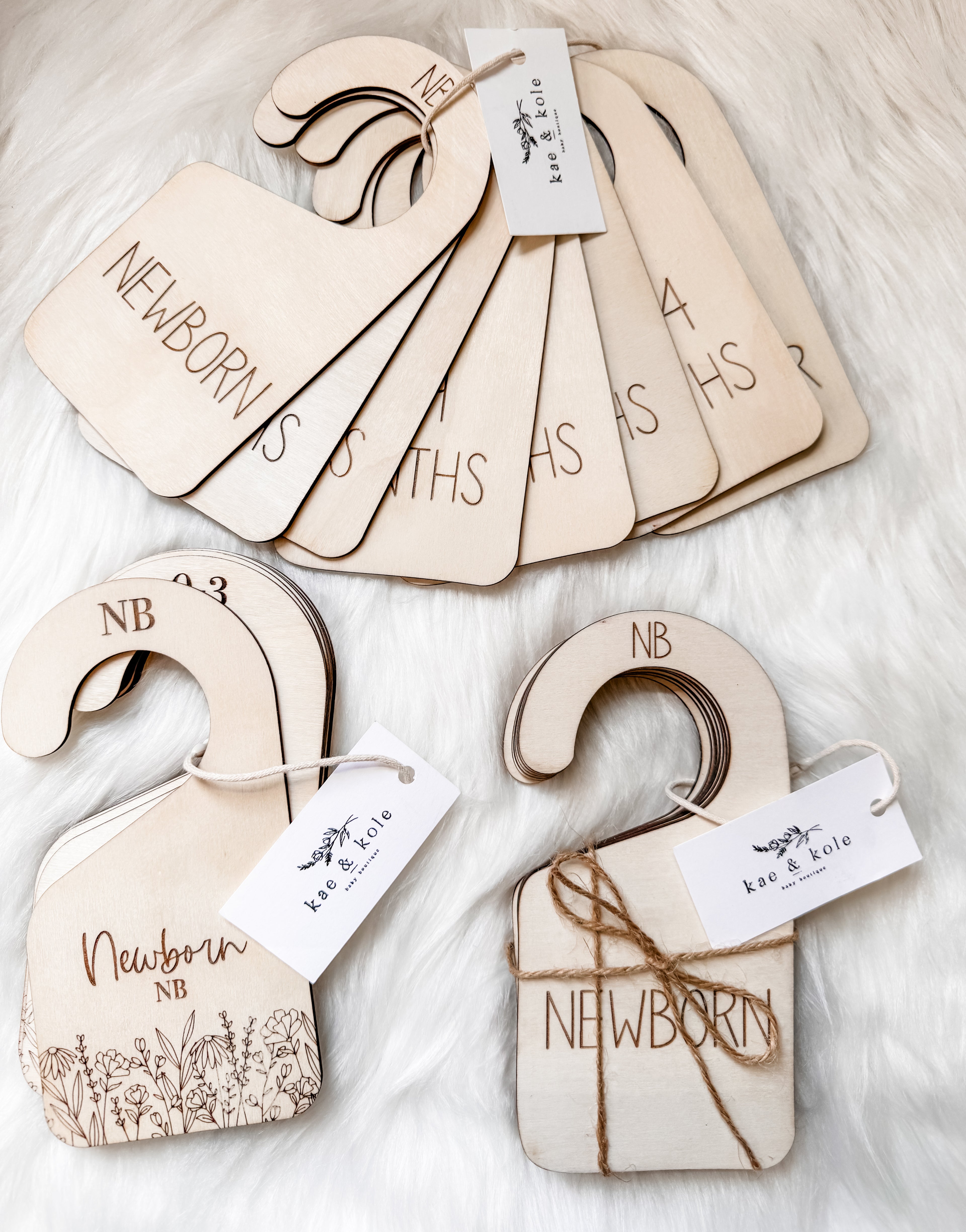 Closet Dividers | Gift For Mom | Closet Organization | Wildflowers | Boho Wooden Hangers | Nursery Decor | Baby Shower Gift Set - EllaLaine