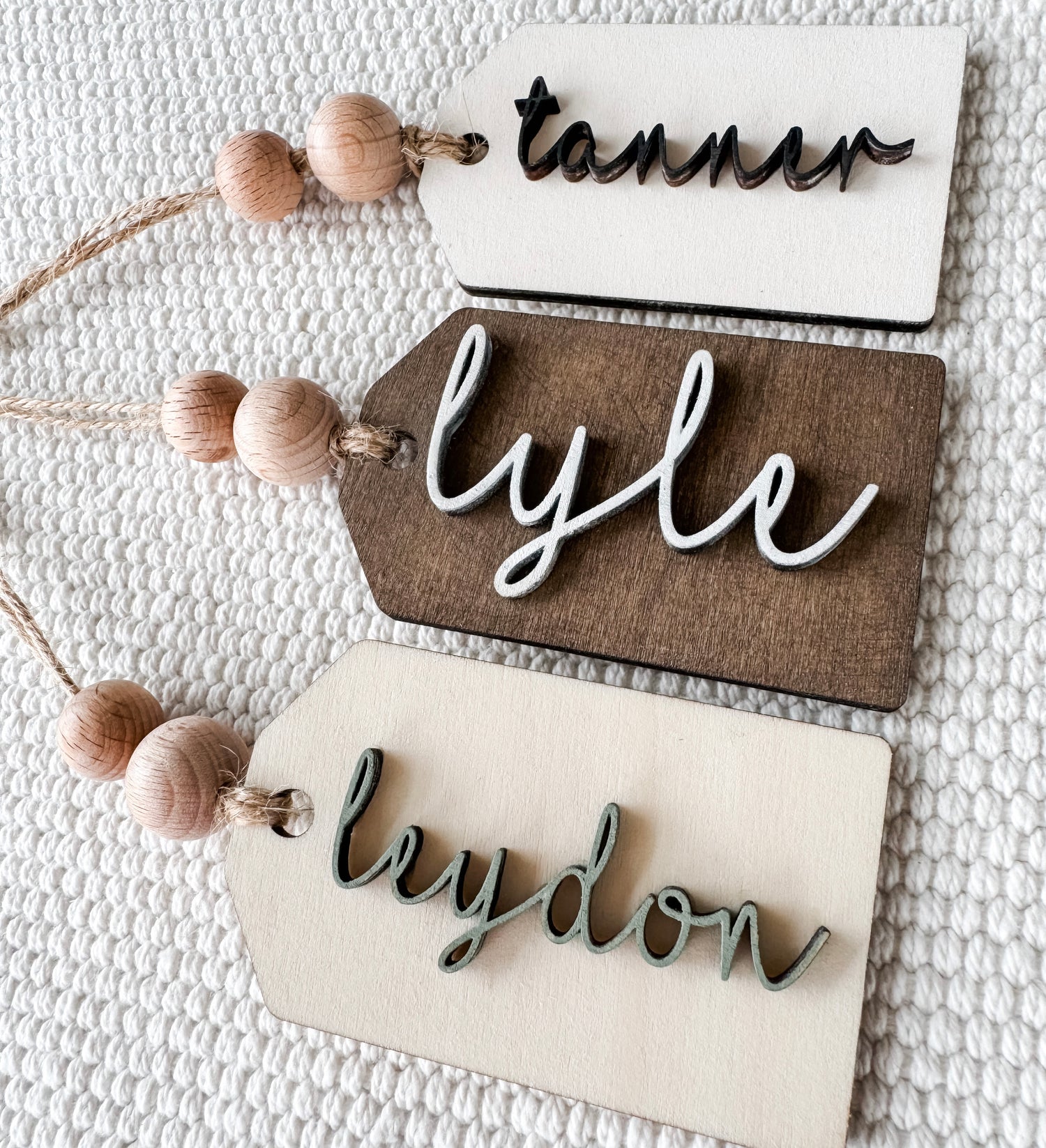 Wooden Name Tags | Stocking Tags | Personalized Gifts - EllaLaine