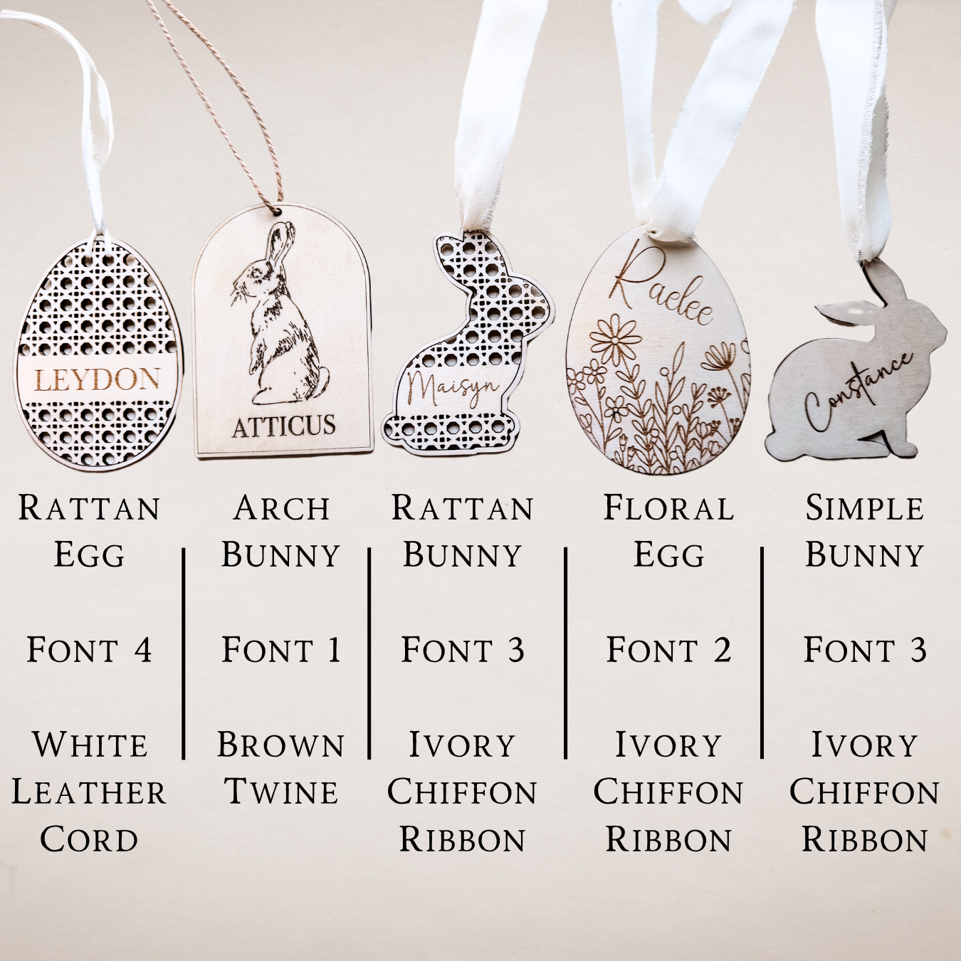 Custom Wooden Easter Tags | Basket Decor | Rattan Design Bunny Egg | Handmade Gifts | Name Tags - EllaLaine