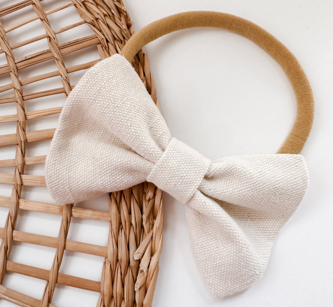 Linen Maisie Bow - Baby Girl Accessories - EllaLaine